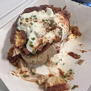 Chicken BBq potato loaded with sourcream despite asking for no dairy no pork!