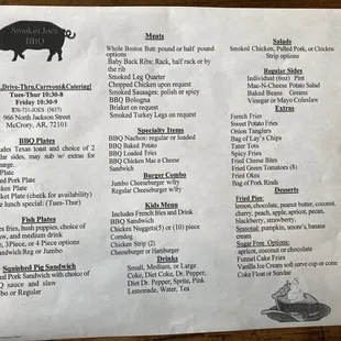 menu