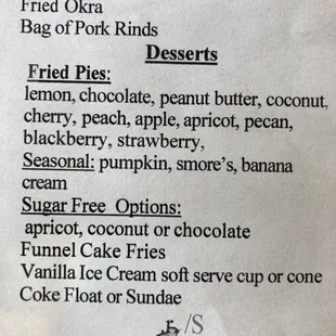 dessert options