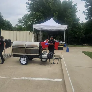 We grill outdoors and serve hot and fresh.