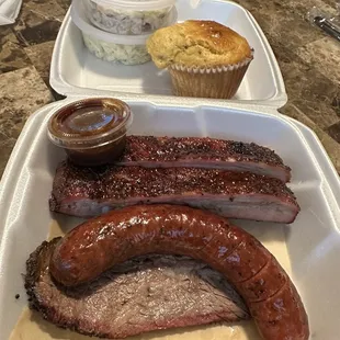  plate of ribs, brisky, coleslaw, coleslaw,