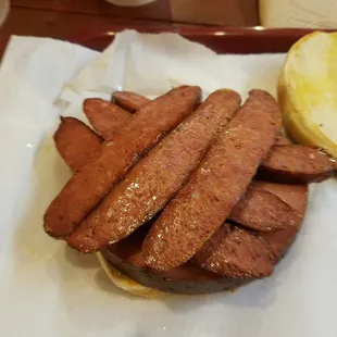 Bologna and Hot link sandwich