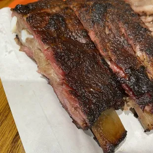Ribs. Beautiful pink smoke ring.