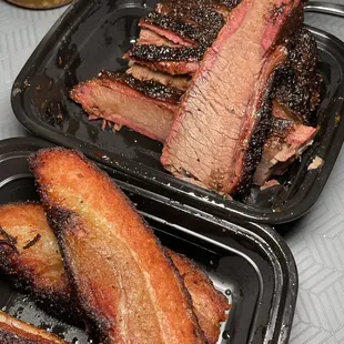 Pick up order.  (Top) brisket 1/2lb.  (Bottom) Pork Belly 1/2lb