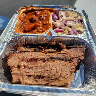 TV Dinner- Brisket, chili and slaw