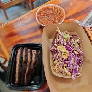 Brisket, side of slaw and beans!