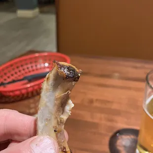 Compare my thumb to the rib....pretty small hog (swine) at slaughter...huh...