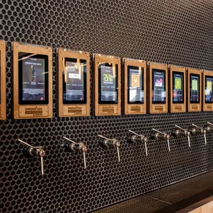  a row of beer taps