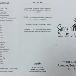 the menu