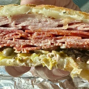 Muffuletta.  Excellent.  Expensive.  Very filling, and well worth the money.