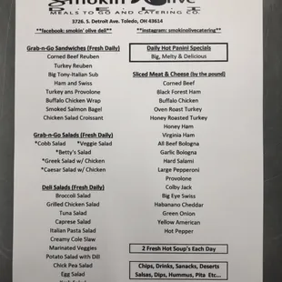 General menu