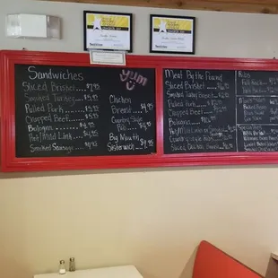 menus on the wall