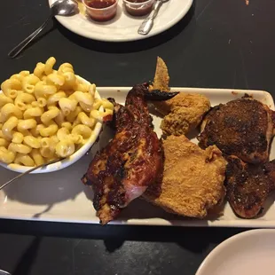 Mac 'n cheese with a variety of the different types of chicken from the menu... Could not get enough!