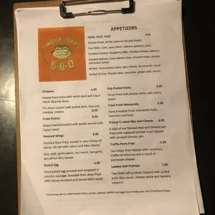 menu