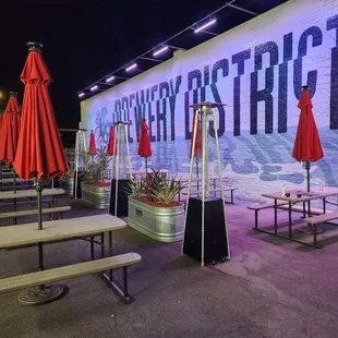 tables and umbrellas