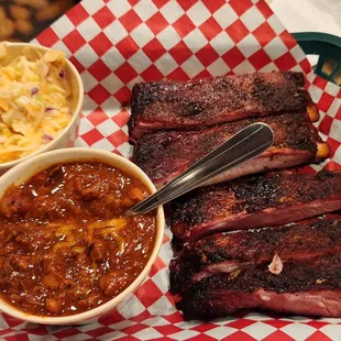 Spicy Coleslaw, Seasonal Chili and St Louis Ribs