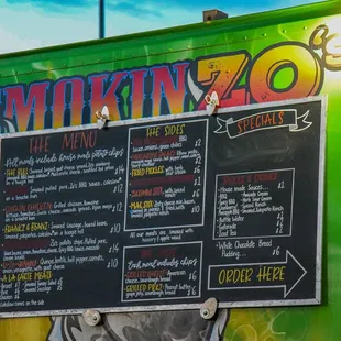 the menu on the side of the truck