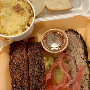Ribs, brisket and cornbread soufflé!