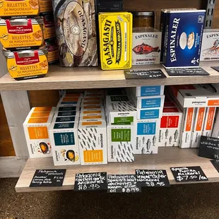 a shelf of various types of cigarettes