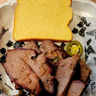 Lean brisket and potato bread.