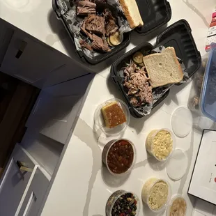 Brisket and pulled pork platter.