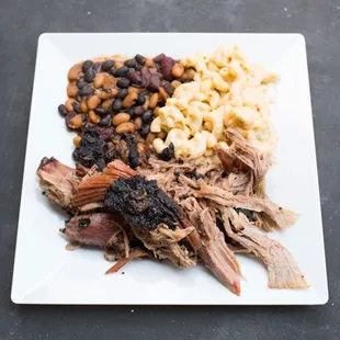 Pork Plate w/ Beans (white truck rotating side) and Mac