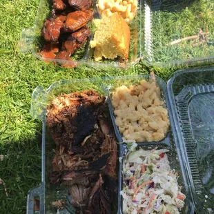 wing special, mac and cheese, coleslaw, and cornbread!