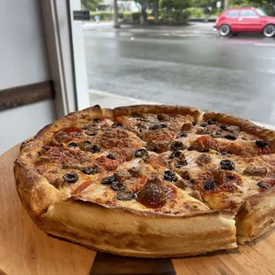 Smoking Pan Pizza w/ Pepperoni Stromboli, Rentin Style. Yummy. This is not on the menu. Only by asking and two knocks at the front counter.