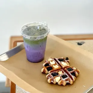 Blueberry Matcha &amp; Blueberry Cheese Croffle
