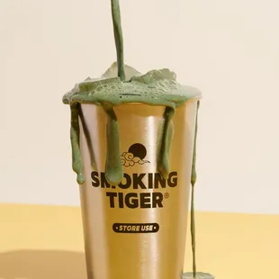 a cup of smoking tiger ice cream