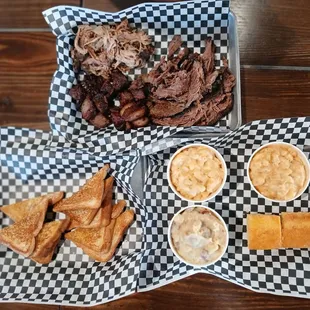 Family plate: pulled pork, bone in brisket &amp; brisket