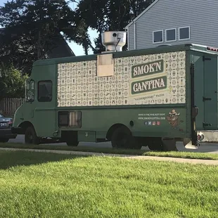 a truck parked on the side of the road
