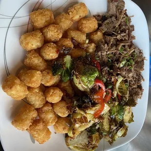 Brisket. Signature Crispy Brussel Sprouts. Tots.