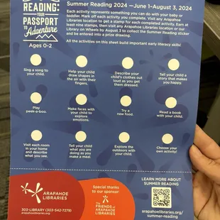 Summer reading program ages 0-2