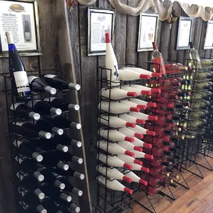 a row of wine bottles