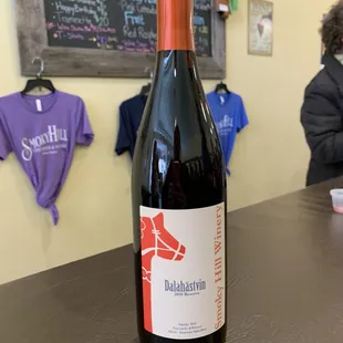 a bottle of red wine