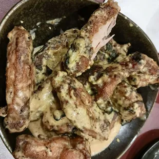 Wings with the House sauce. They were delicious.