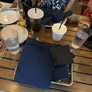 Sawdust on the napkins we placed over our food