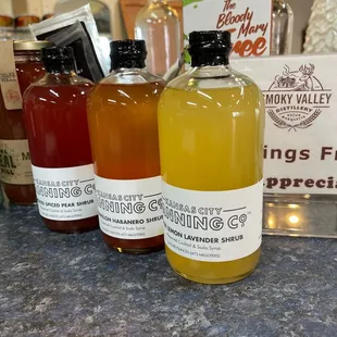 a variety of syrups