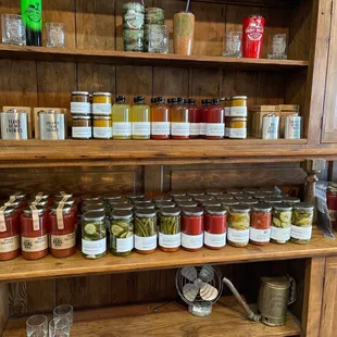 jars of pickles and other condiments