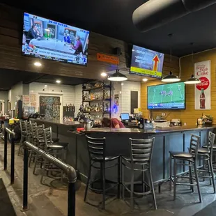 the bar and televisions