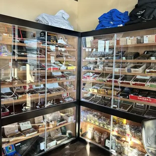  view of a display case filled with items
