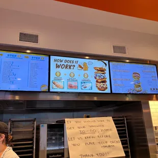 a menu on the wall