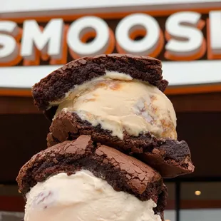 two ice cream sandwiches stacked on top of each other