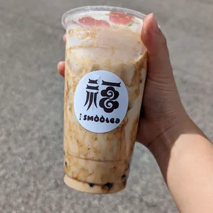 Brown sugar milk tea with boba