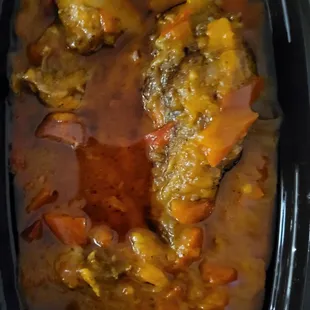 Chicken in a tomato based sauce...Nigerian sauce