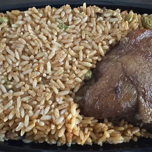 Jollof rice with fried chicken