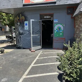 the entrance to the restaurant