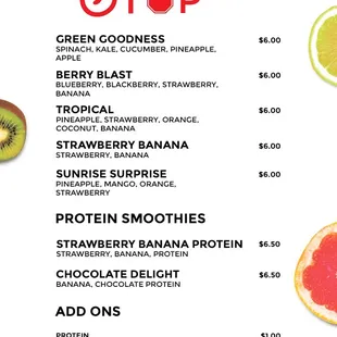 Smoothee Stop Pembroke Menu