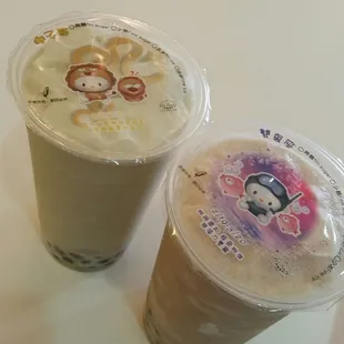 Green milk tea and cafe latte blended